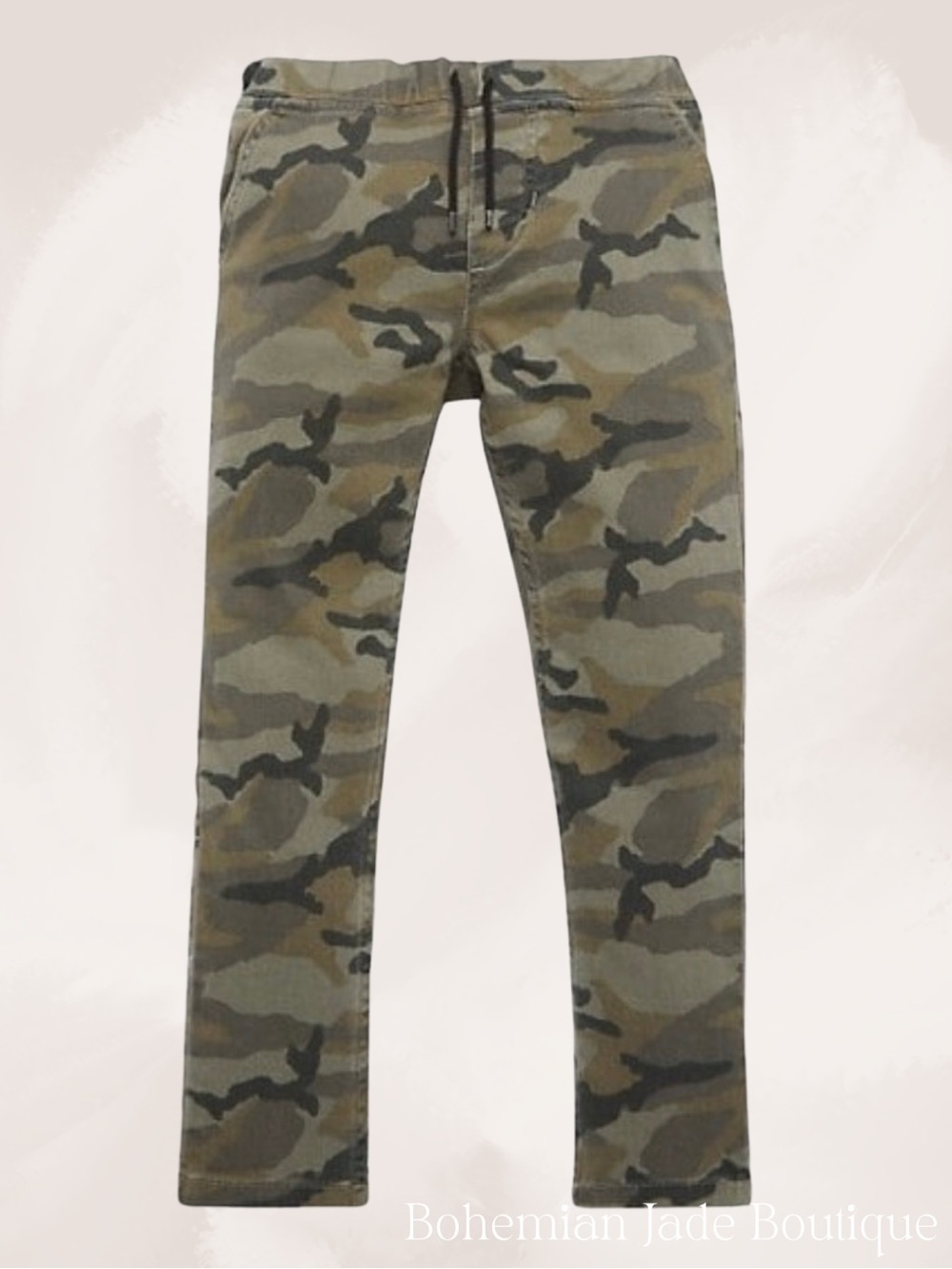 Joe’s Jeans Kids Slim Fit Camo Drawstring Pants Size Small Green Stretch Twill